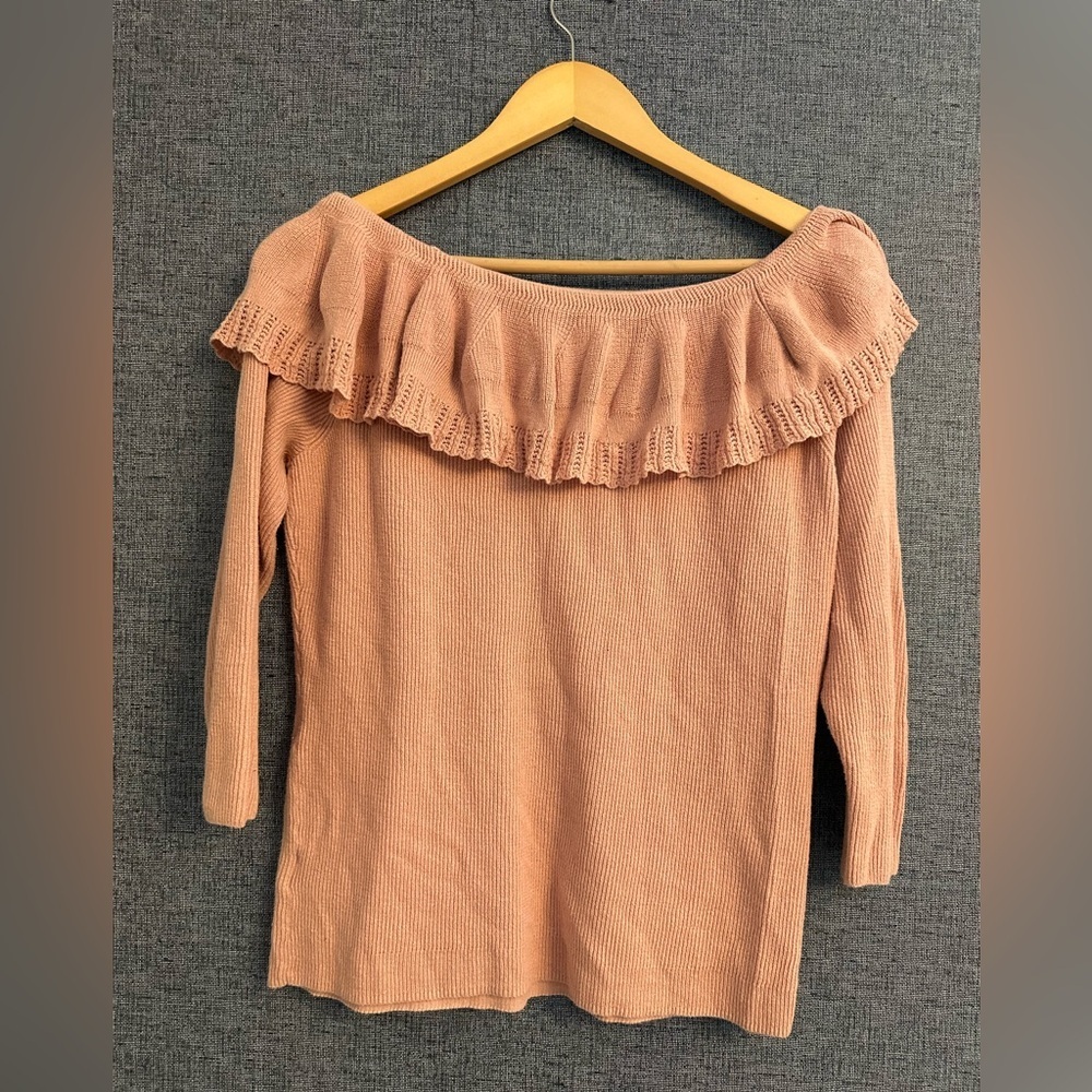 90s Ralph Lauren Peach Ruffled Sweater 100 Percent Cotton Size Large - Picture 4 of 9